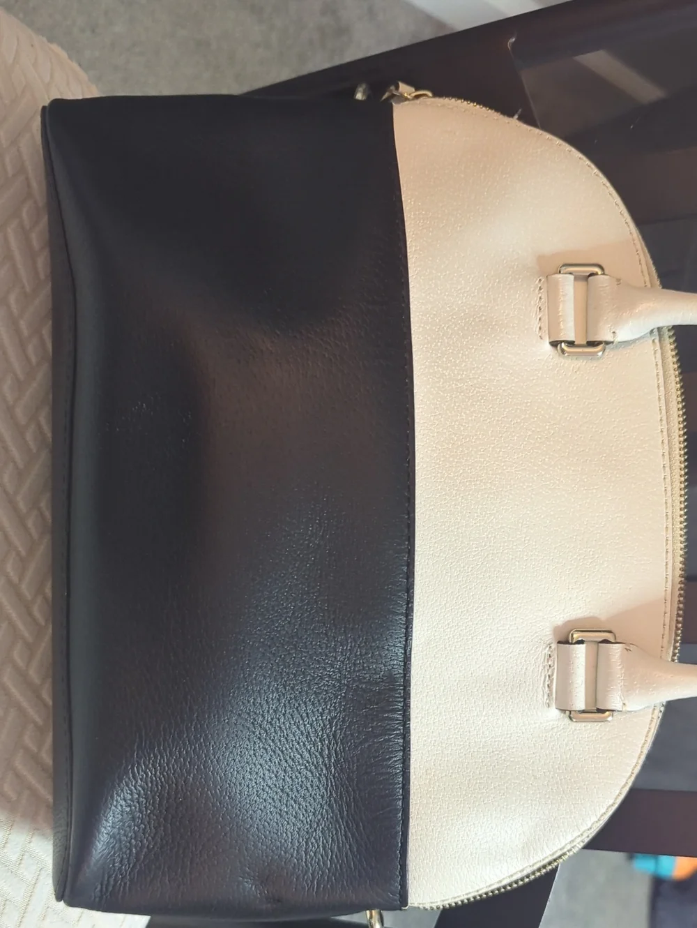 kate spade Black and Cream Two-Tone Leather Satchel